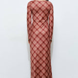 Redwood Plaid Maxi Dress