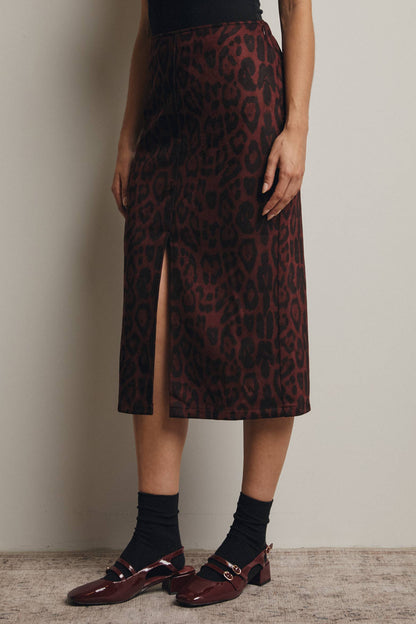 Astrid Leopard Midi Skirt