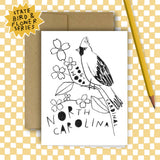 North Carolina State Flower & Bird Card