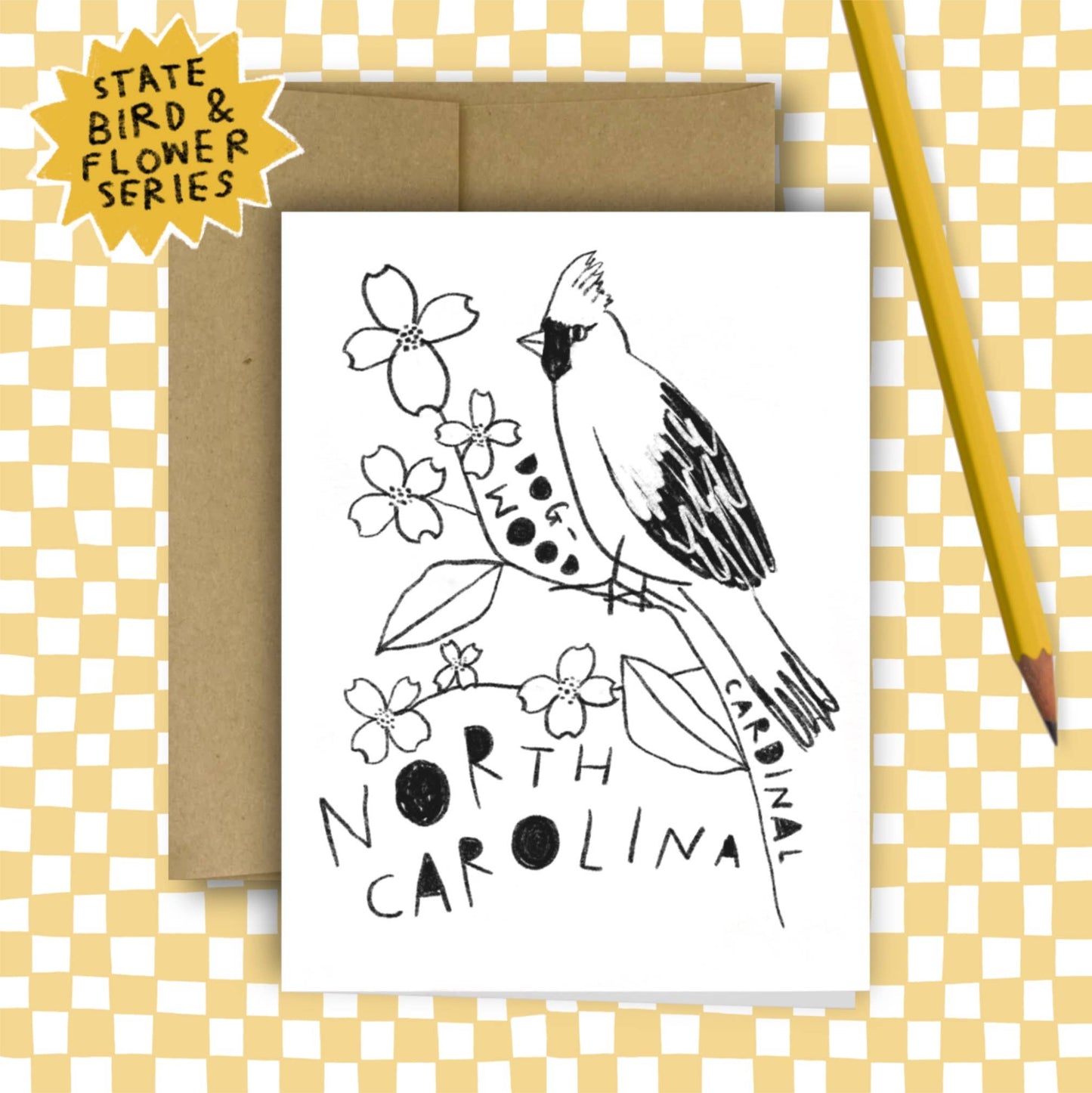 North Carolina State Flower & Bird Card