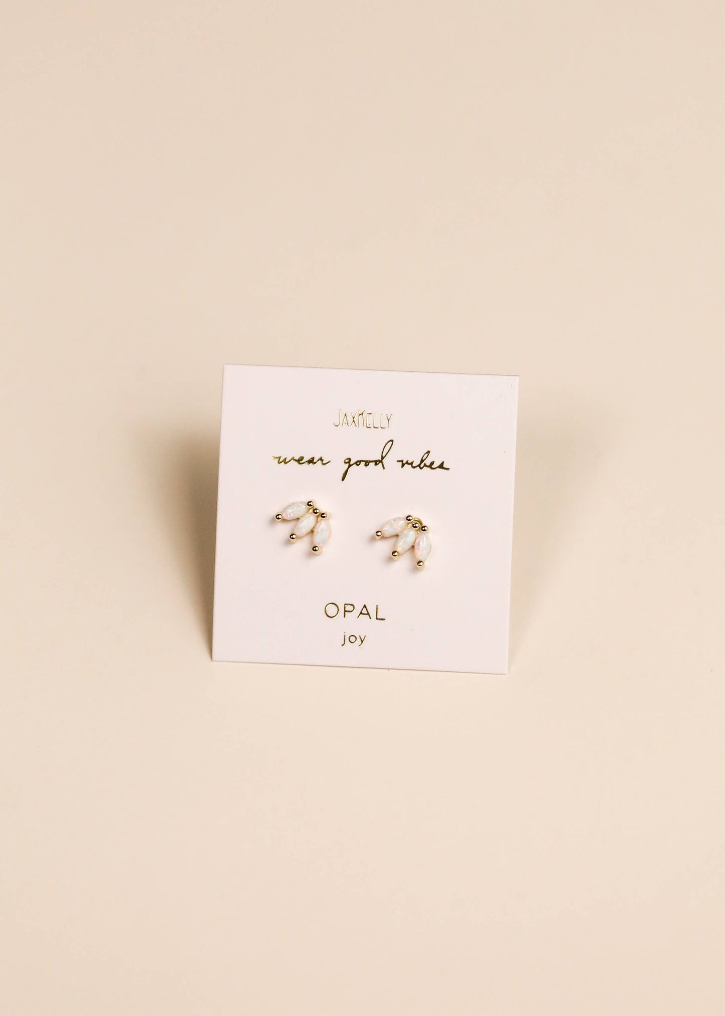 Luna Crown Studs – White Opal & Gold
