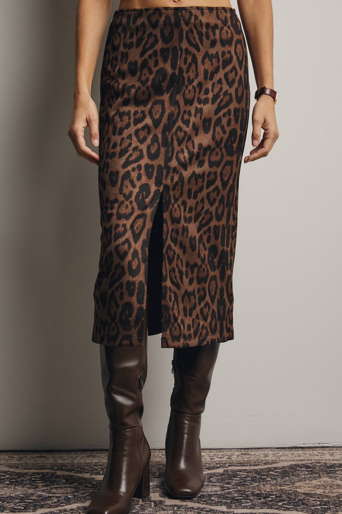 Astrid Leopard Midi Skirt