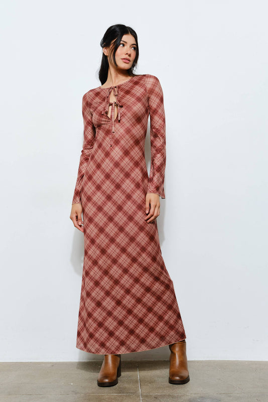 Redwood Plaid Maxi Dress
