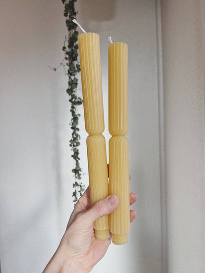 Fluted Beeswax Taper Candles