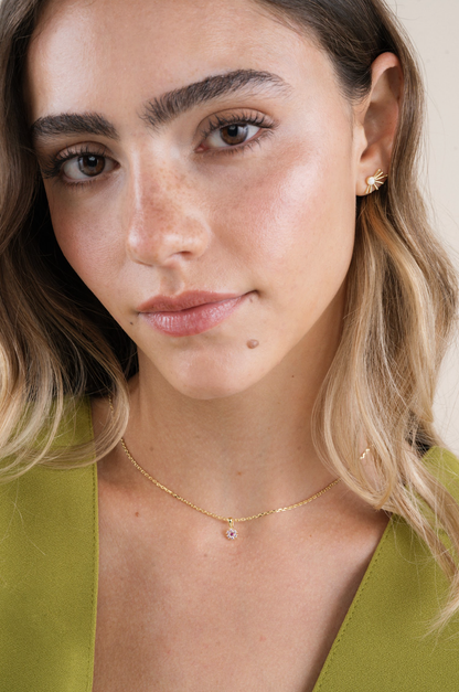 Luna Crown Studs – White Opal & Gold