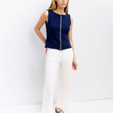 Ashley Knit Button-Up Sleeveless Top