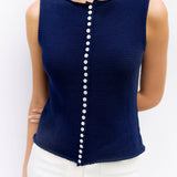 Ashley Knit Button-Up Sleeveless Top