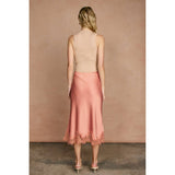 Dawn Lace-Trim Satin Midi Skirt