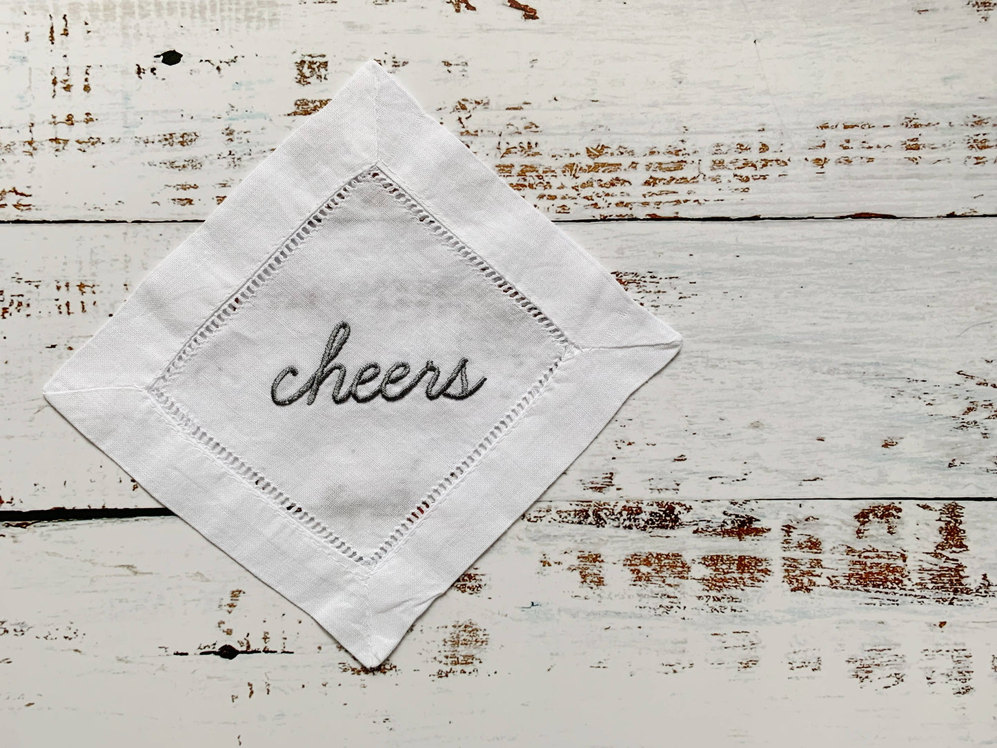 Cheers Embroidered Cocktail Napkin
