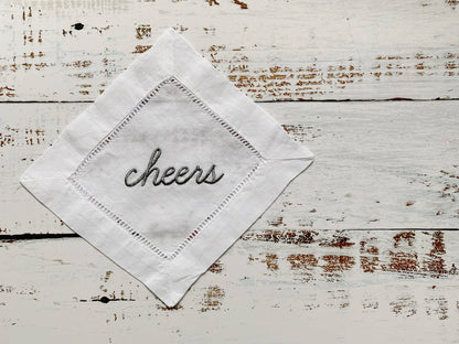 Cheers Embroidered Cocktail Napkin