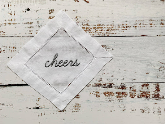 Cheers Embroidered Cocktail Napkin
