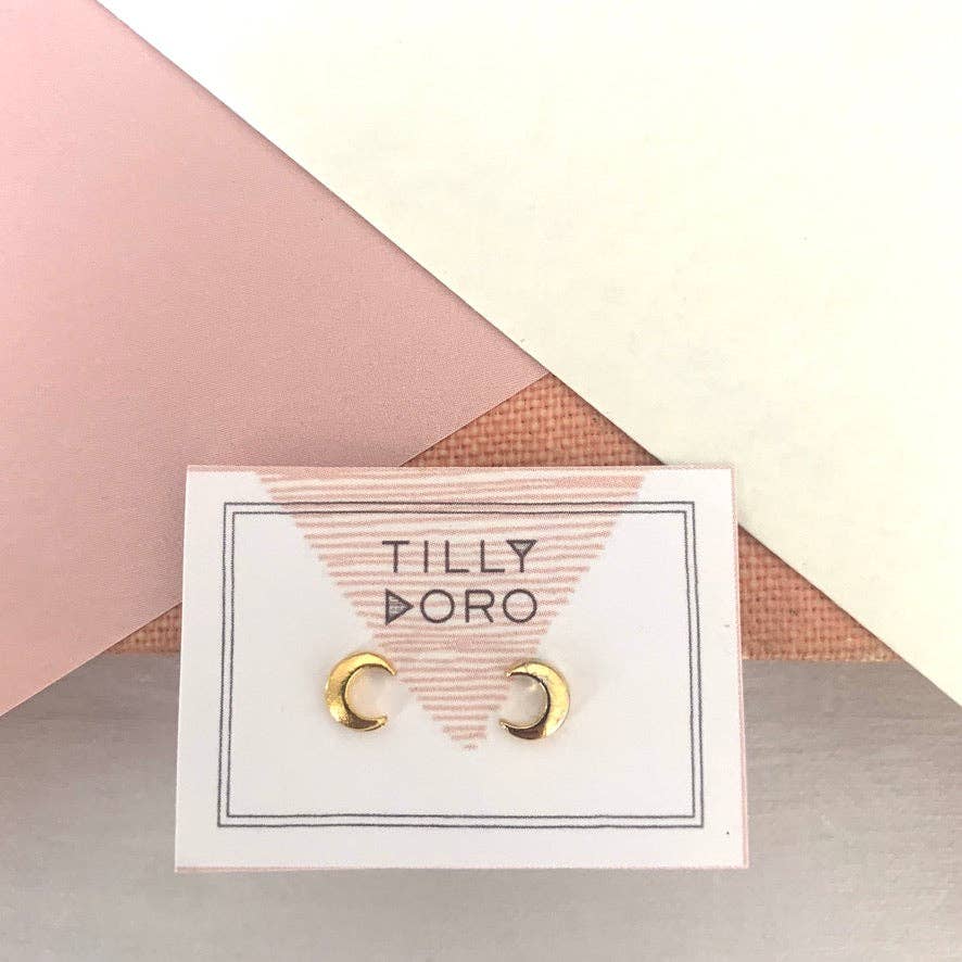 Mini Crescent Moon Studs