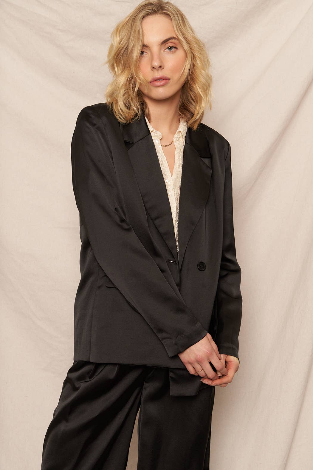 Midnight Satin Blazer