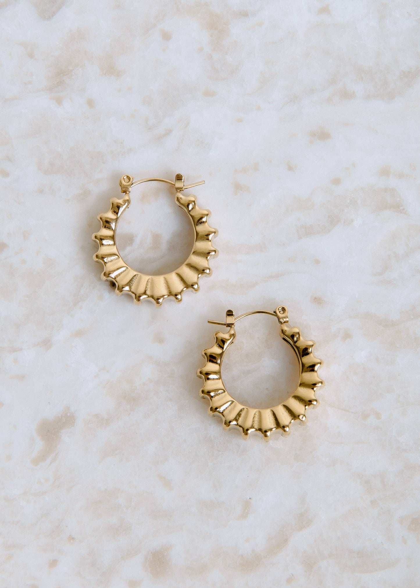 Ruffle-Edge Hoops -- Gold