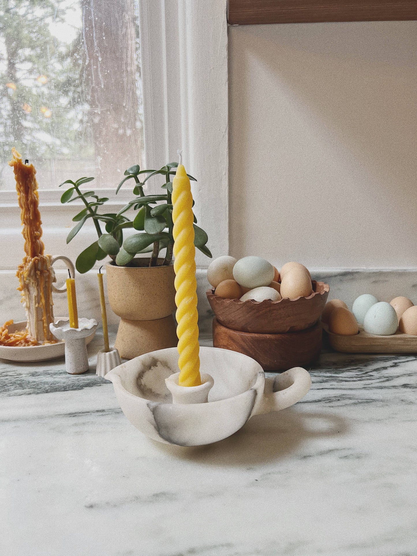 Twisted Beeswax Taper Candles