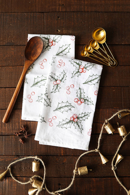 Botanical Holly Tea Towel