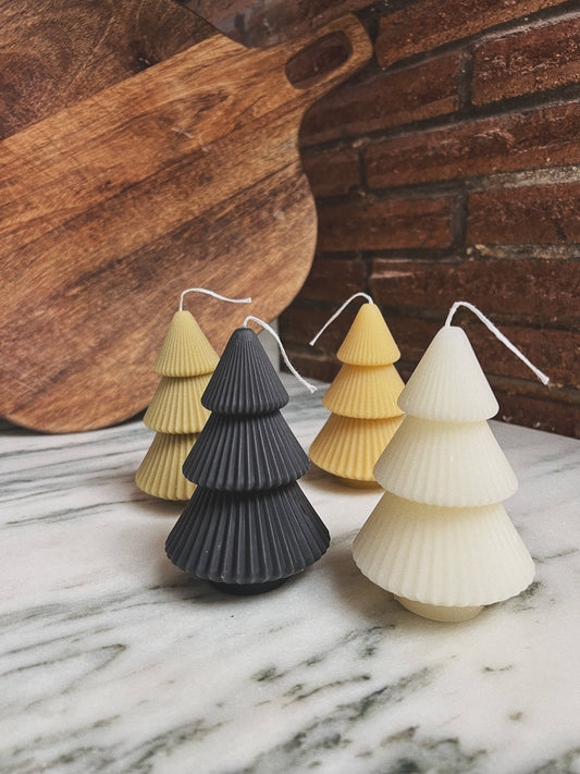 Ribbed Beeswax Tree Candle