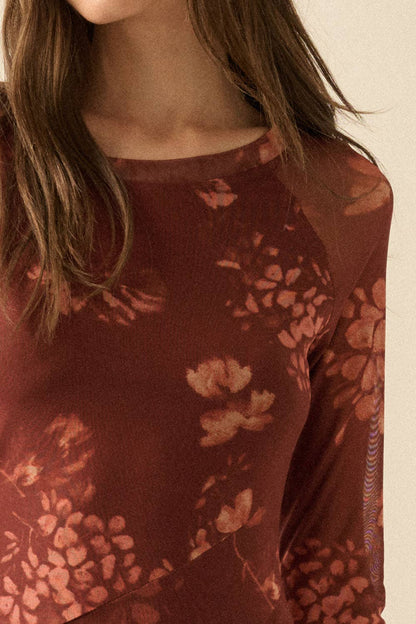 Desert Rose Dress – Floral Mesh Midi