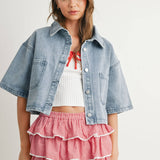 Backroads Cropped Denim Shirt