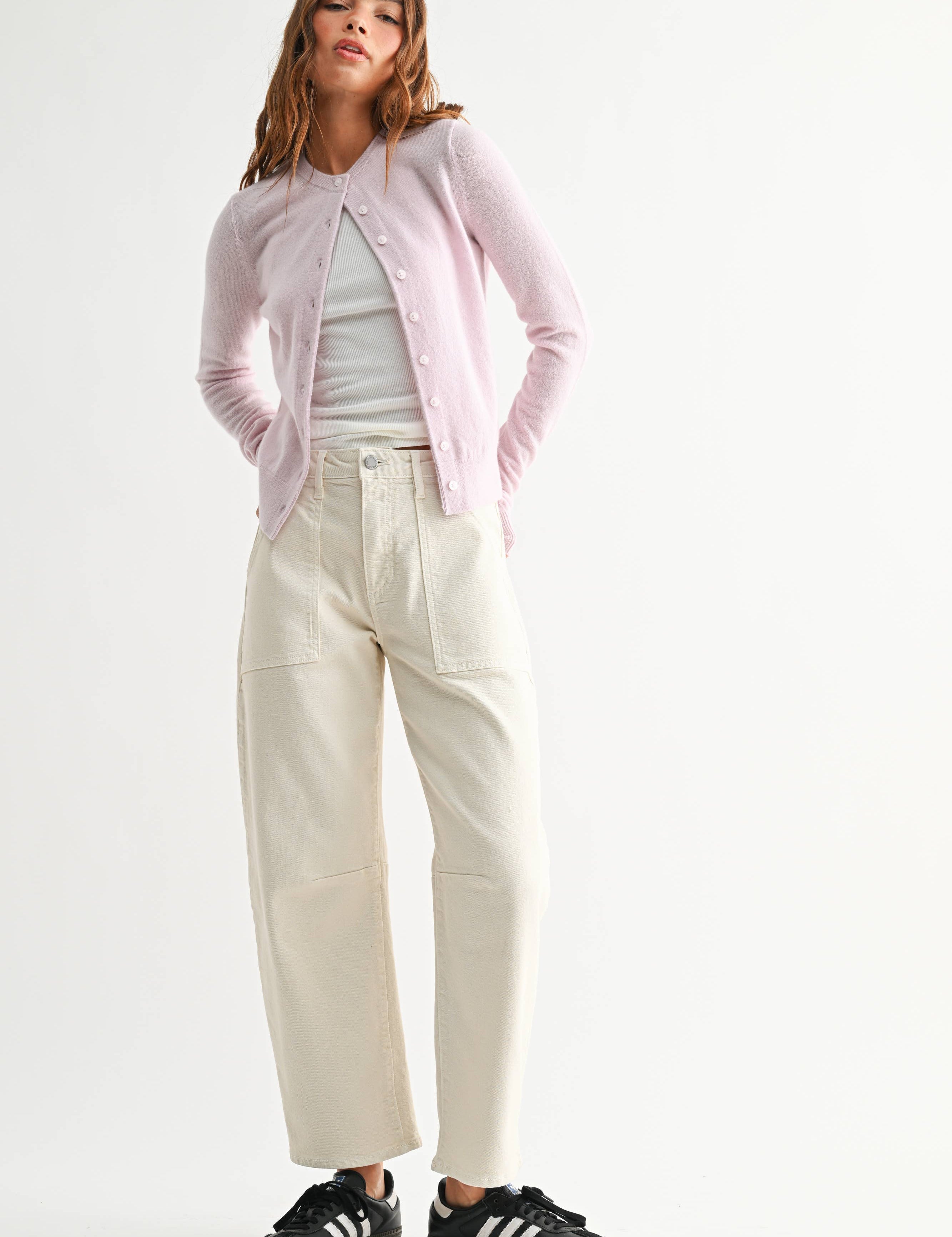 Ecru Utility Barrel Jeans