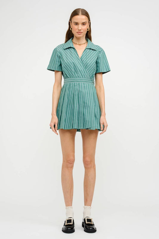 Maggie Green Stripe Romper