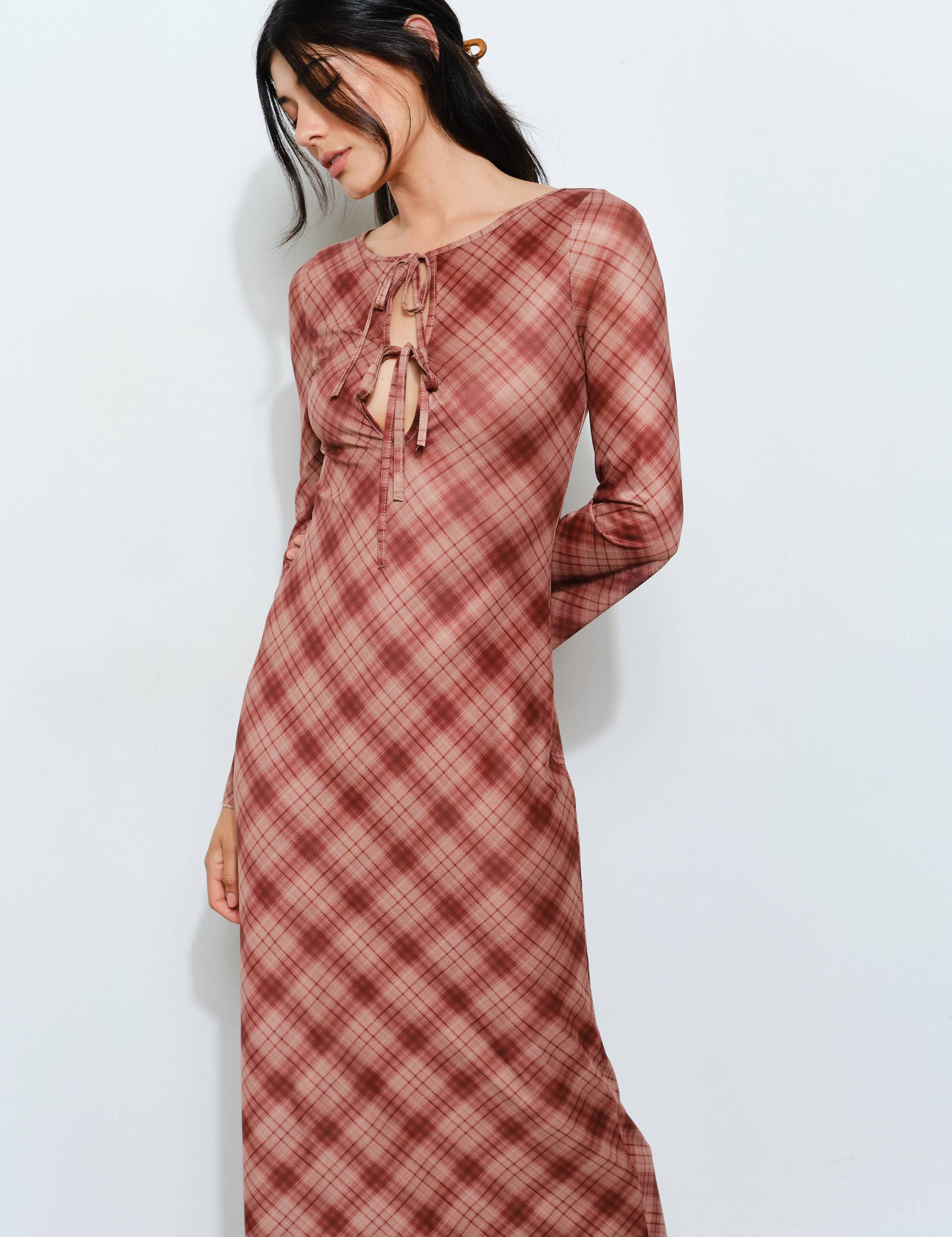 Redwood Plaid Maxi Dress