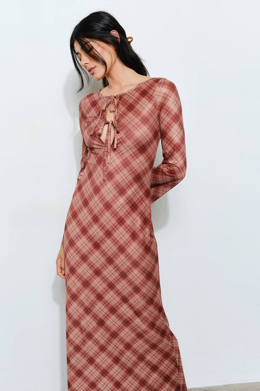 Redwood Plaid Maxi Dress