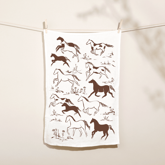 Wild Horses Linen Tea Towel