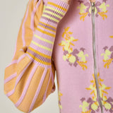 Lilac Bloom Bomber Sweater Jacket