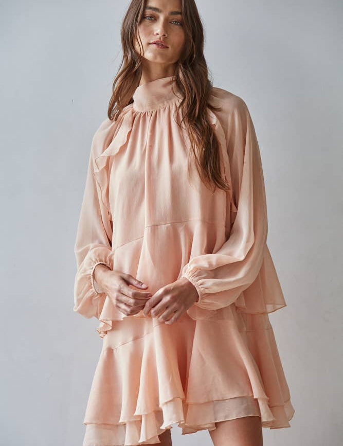 Peach Sorbet Ruffle Mini Dress
