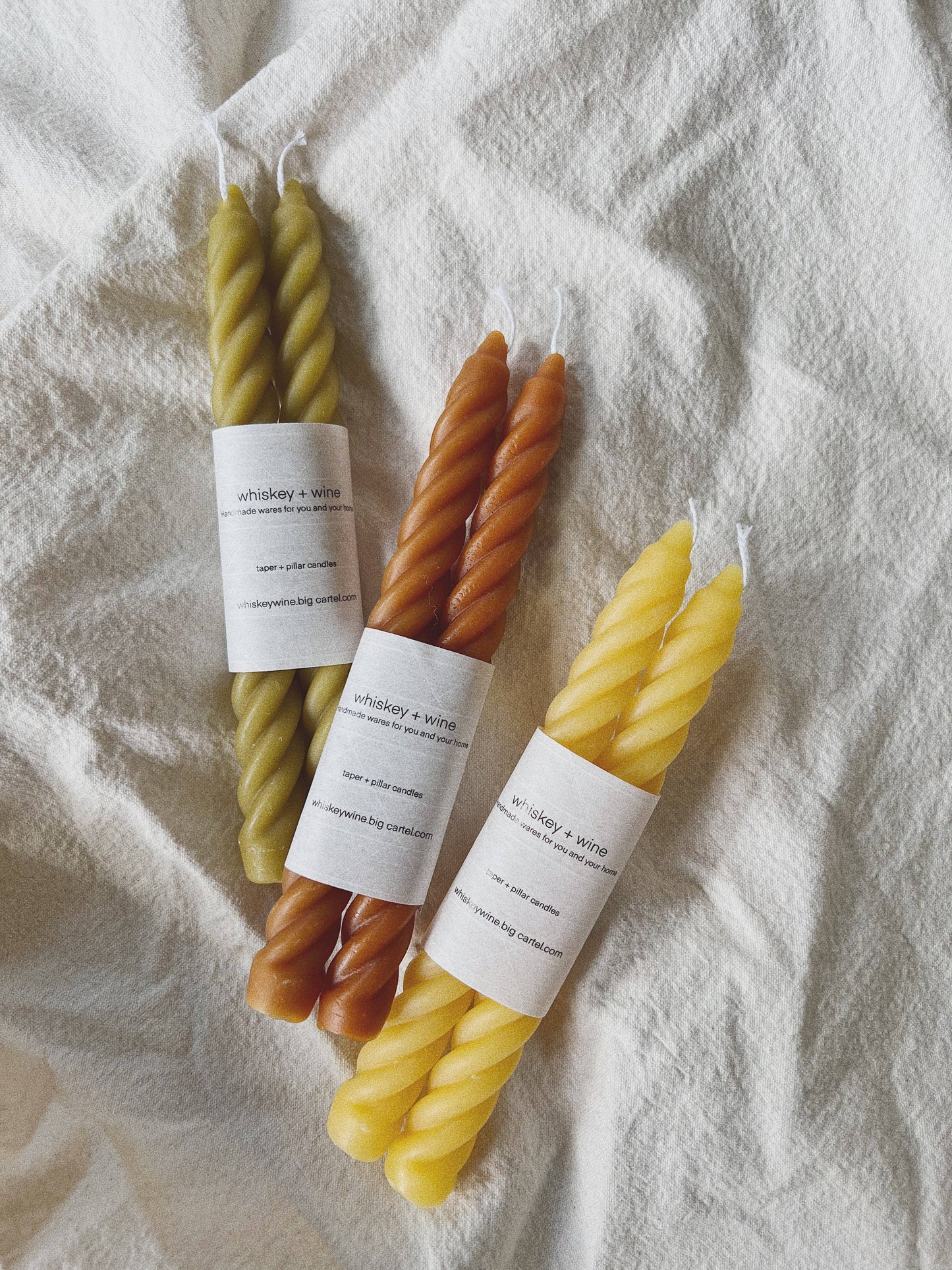 Twisted Beeswax Taper Candles