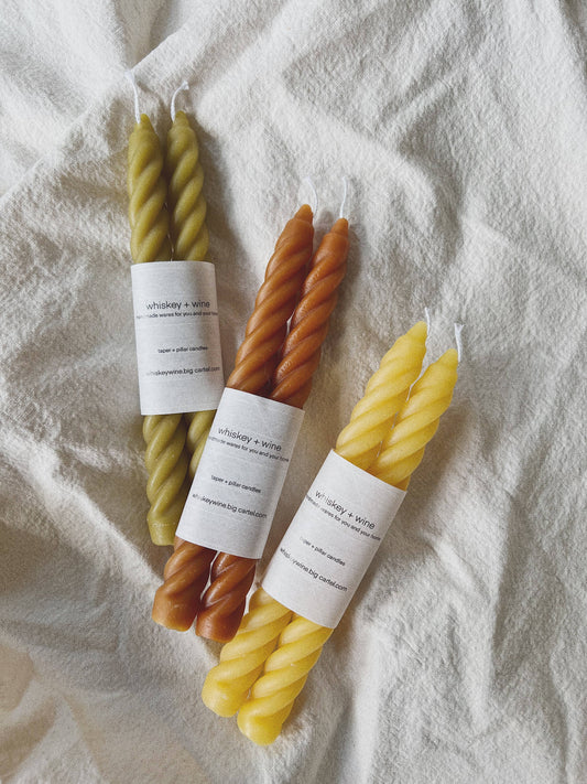 Twisted Beeswax Taper Candles