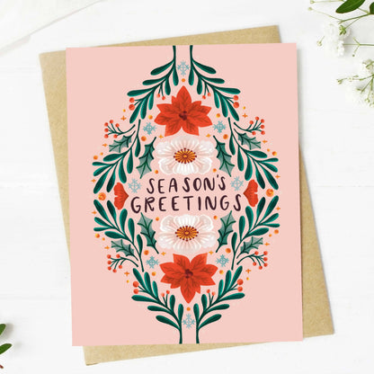 Season’s Greetings Winter Floral Card