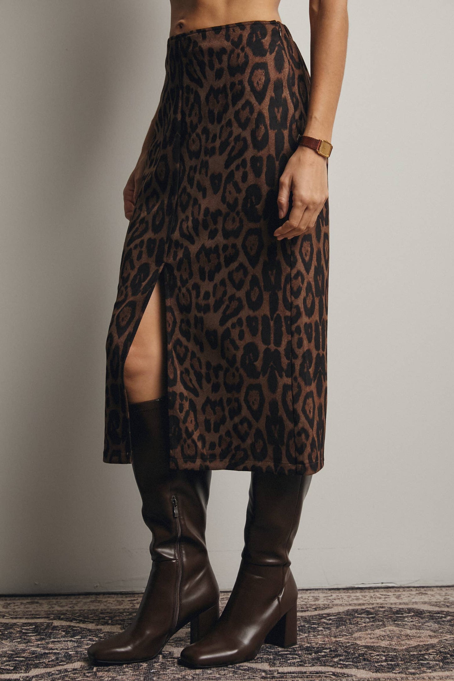 Astrid Leopard Midi Skirt