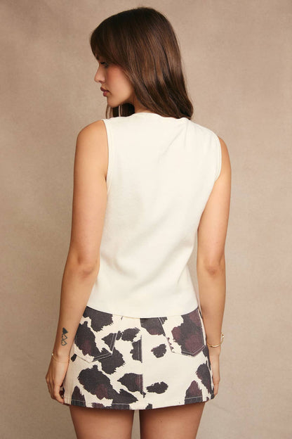 Ivory Button-Front Sweater Tank