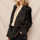 Midnight Satin Blazer