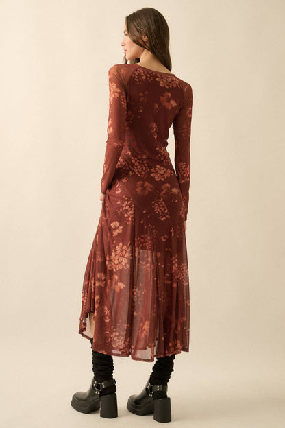 Desert Rose Dress – Floral Mesh Midi