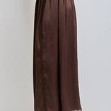 chocolate satin pants, brown satin pants, satin wide leg pants, lace trim pants, lace satin pants, matching set pants, chocolate matching set, pajama style pants, flowy wide leg pants, elastic waist pants, women's satin pants, plus size satin pants, western boutique clothing