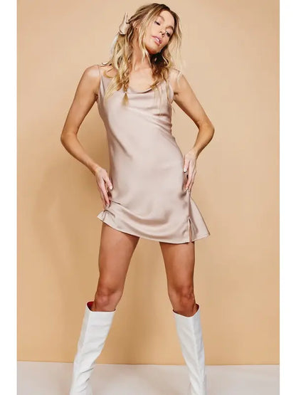 The Arielle Draped Satin Mini