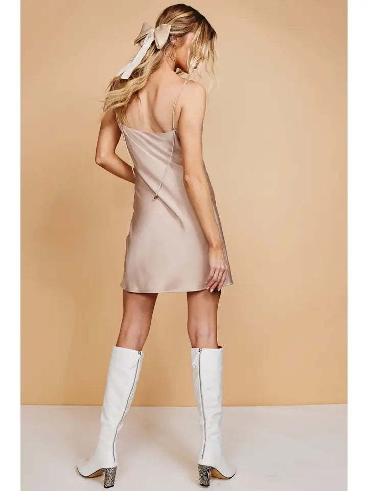 The Arielle Draped Satin Mini