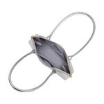 interior pockets of silver shoulder bag