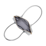 interior pockets of silver shoulder bag