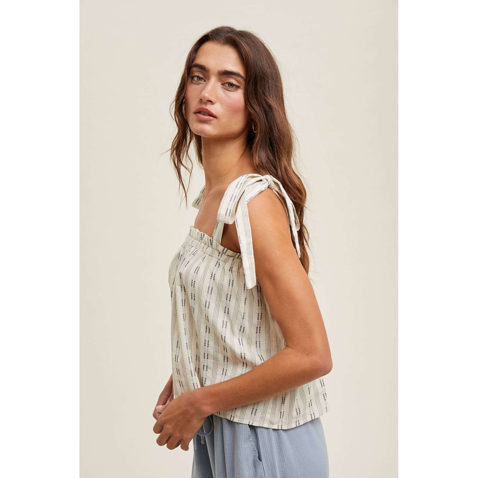striped cotton cami women
tie shoulder tank top women
square neck summer camisole
lightweight cotton summer top
relaxed fit striped tank women
coastal casual summer top
women’s tie strap blouse
breathable cotton tank top
outer banks inspired summer top
summer spritz collection top