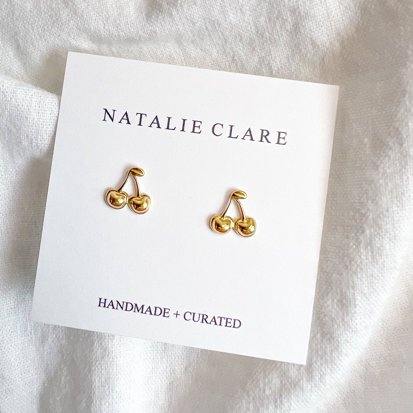 Gold Cherry Stud Earrings