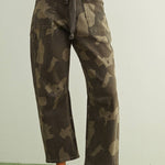 camouflage straight leg utility pants with drawstring waist
washed camo cotton twill pants with patch pockets
relaxed fit camouflage pants for women
cropped straight leg camo utility pants
cotton stretch cargo-inspired pants with adjustable waist
olive camouflage casual pants with front patch pockets
relaxed camouflage trousers styled with black tank
utility-inspired camo pants with drawstring belt