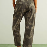 camouflage straight leg utility pants with drawstring waist
washed camo cotton twill pants with patch pockets
relaxed fit camouflage pants for women
cropped straight leg camo utility pants
cotton stretch cargo-inspired pants with adjustable waist
olive camouflage casual pants with front patch pockets
relaxed camouflage trousers styled with black tank
utility-inspired camo pants with drawstring belt