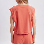 coral muscle tank women
matching lounge set tank
casual summer tank top
vacation outfit women
relaxed muscle tee women
coastal lounge set top
soft cotton blend tank
travel outfit women
resort wear separates
west of may spritz collection