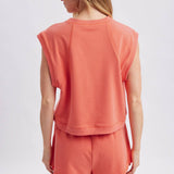 coral muscle tank women
matching lounge set tank
casual summer tank top
vacation outfit women
relaxed muscle tee women
coastal lounge set top
soft cotton blend tank
travel outfit women
resort wear separates
west of may spritz collection
