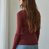 sheer layering turtleneck burgundy