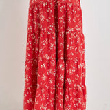red floral tiered maxi skirt with pockets
lightweight floral maxi skirt with elastic waist
plus size summer skirt 
americana aesthetic
flowy red summer skirt with adjustable drawstring waist
tiered floral maxi skirt with lining
red floral boho skirt with pockets
feminine floral print maxi skirt for summer
relaxed fit tiered maxi skirt in red floral print
lightweight floral skirt with elastic waistband